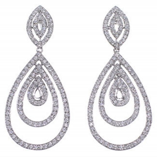 Sterling Silver And Cubic Zirconia Post Dangle Earrings DS55181