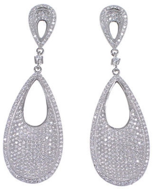 Cubic Zirconia Genuine Sterling Silver Post Dangle Earrings DS55199