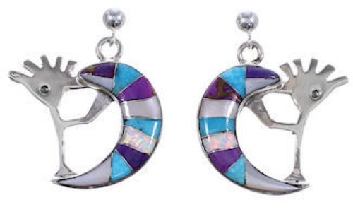 Whiterock Sterling Silver Multicolor Kokopelli Post Earrings RS36110