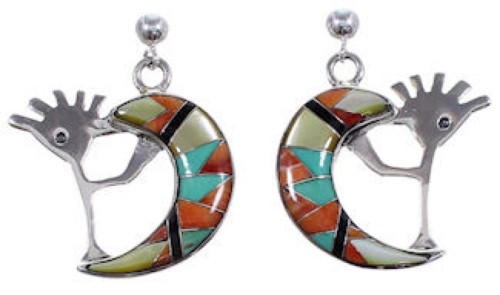 Oyster Shell Multicolor Whiterock Silver Kokopelli Earrings RS36107 