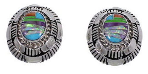 Turquoise Multicolor Jewelry Sterling Silver Post Earrings AS34554