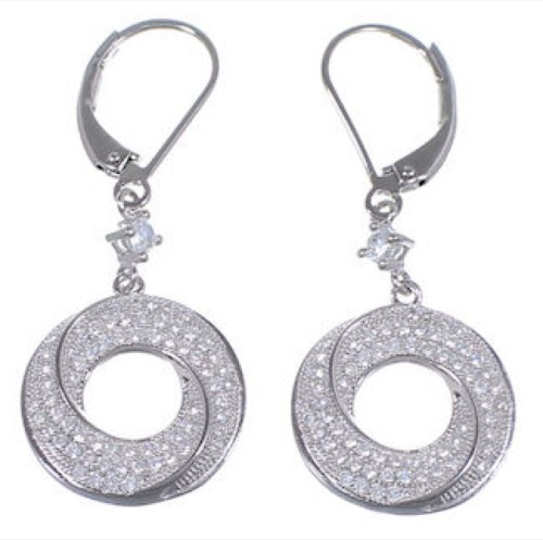 Cubic Zirconia Authentic Sterling Silver Hook Dangle Earrings DS55251