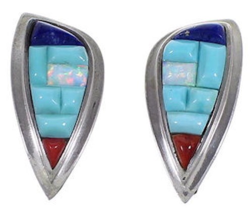 Turquoise Multicolor Jewelry Sterling Silver Post Earrings HS28093