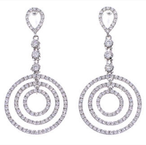 Genuine Sterling Silver Cubic Zirconia Post Dangle Earrings DS55193