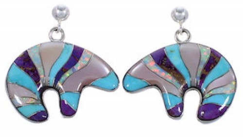 Whiterock Multicolor Sterling Silver Bear Post Dangle Earrings RS36100