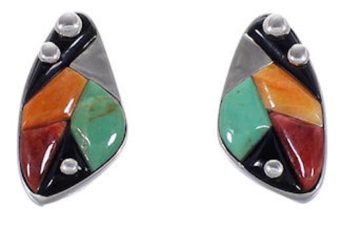Turquoise Multicolor Whiterock Sterling Silver Post Earrings NS39521