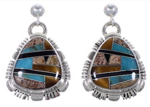 Sterling Silver Tiger Eye Multicolor Post Dangle Earrings RS42682