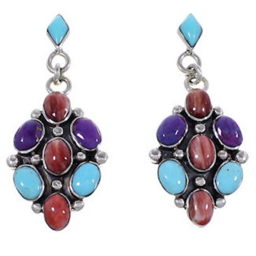 Sterling Silver Jewelry Turquoise Multicolor Post Earrings HS33416