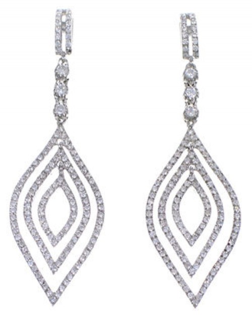Sterling Silver Cubic Zirconia Jewelry Post Dangle Earrings DS55183