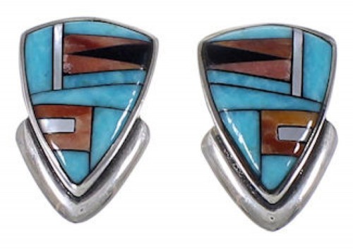 Sterling Silver Turquoise Multicolor Jewelry Post Earrings NS42535