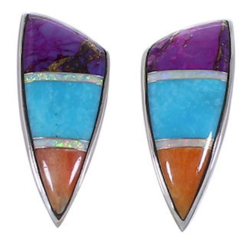 Sterling Silver and Multicolor Jewelry Post Earrings RS32379