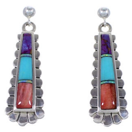 Turquoise Multicolor Jewelry Sterling Silver Post Earrings RS39630 