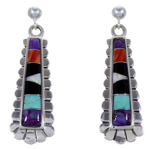 Sterling Silver Multicolor Turquoise Jewelry Post Earrings RS39643