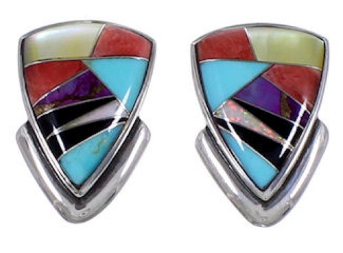 Sterling Silver Turquoise Multicolor Jewelry Post Earrings RS39841 