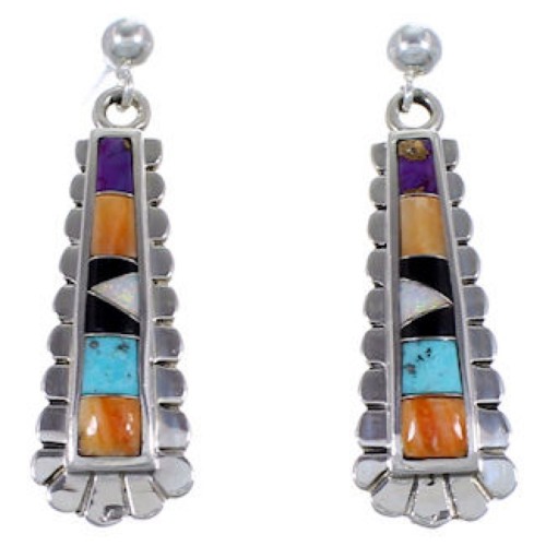 Sterling Silver Jewelry Multicolor Turquoise Post Earrings RS39645 