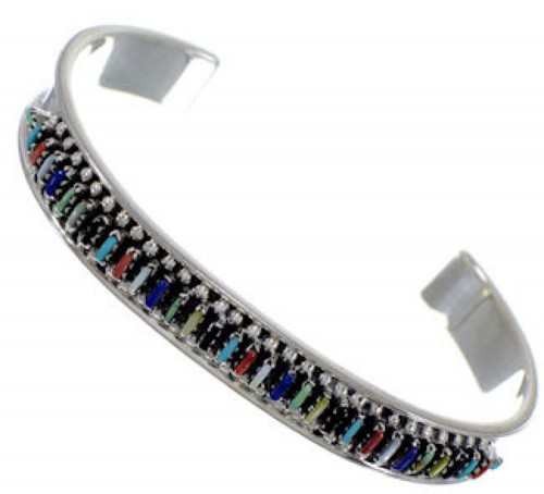 Needlepoint Multicolor Sterling Silver Cuff Bracelet TX39543