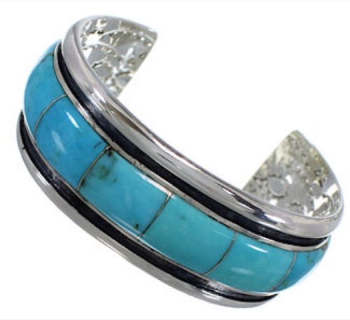 Turquoise Inlay Sterling Silver Cuff Bracelet EX41609