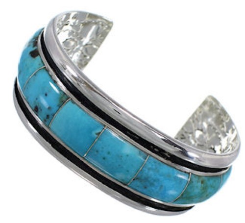 Turquoise Inlay Sterling Silver Cuff Bracelet EX41619