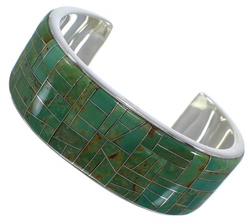 Silver And Turquoise Inlay Cuff  Bracelet TX39676