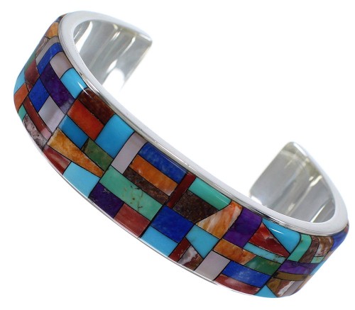 Multicolor Inlay And Silver Bracelet TX39724