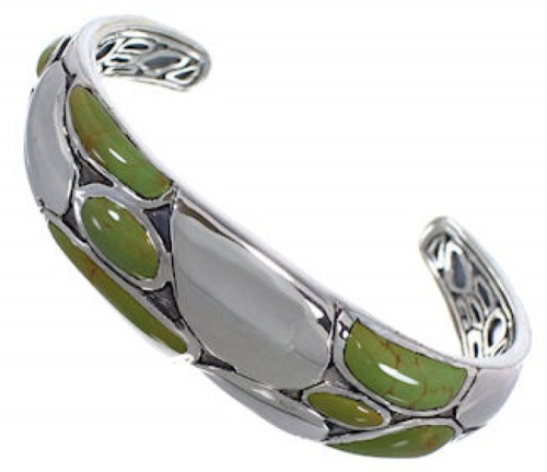 Silver And Turquoise Inlay Cuff Bracelet TX39581