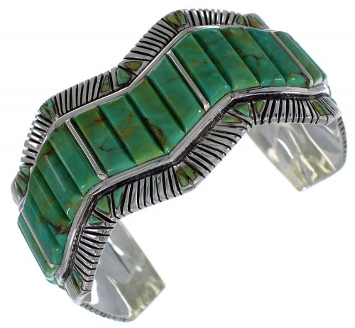 Genuine Sterling Silver Southwest Turquoise Cuff Bracelet CX49715