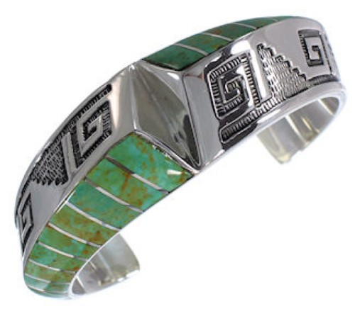 Southwestern Jewelry Turquoise Inlay Silver Cuff Bracelet BW70519