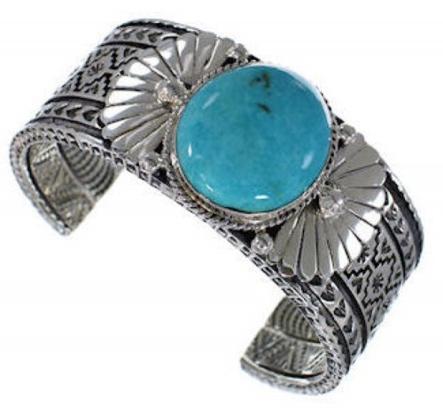 Southwestern Turquoise Sterling Silver Cuff Bracelet HX27228