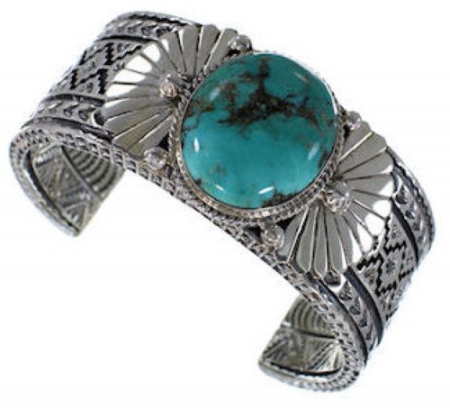 Southwestern Sterling Silver And Turquoise Cuff Bracelet HX27241
