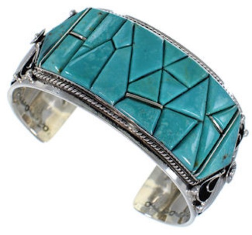 Sterling Silver Jewelry Turquoise Inlay Cuff Bracelet GS59867
