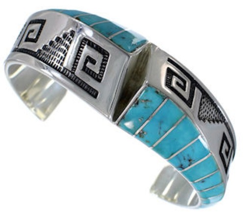 Southwest Silver Turquoise Inlay Jewelry Bracelet PX27926