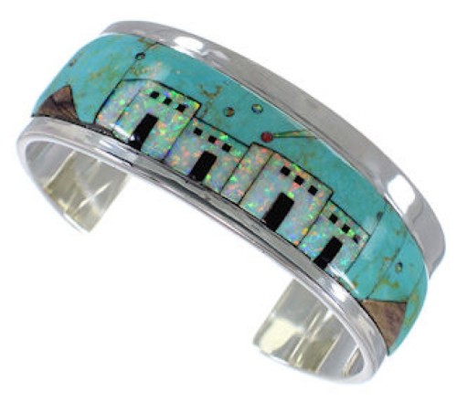 Silver Multicolor Native American Design Cuff Bracelet EX27873