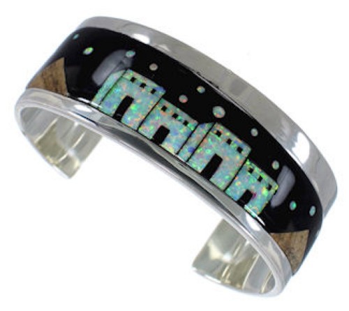 Black Jade Multicolor Native American Design Cuff Bracelet EX27891