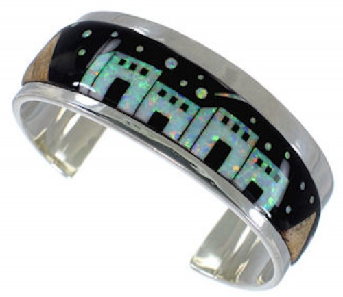Black Jade Multicolor Native American Design Cuff Bracelet EX27895