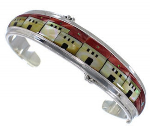 Native American Design Multicolor Bracelet Silver Jewelry GS61863