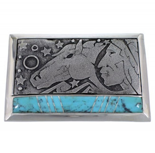Southwest Sterling Silver Jewelry Turquoise Belt Buckle YS59885