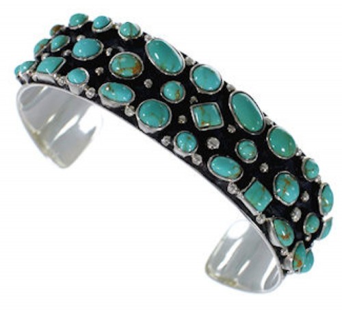 Southwest Turquoise Jewelry Sterling Silver Cuff Bracelet VX37744