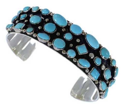 Turquoise Genuine Sterling Silver Southwest Bracelet VX37764