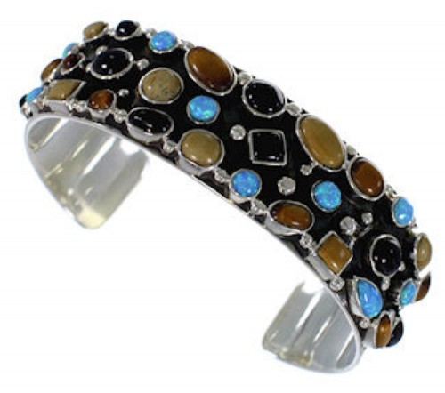 Multicolor Southwest Sterling Silver Cuff Bracelet VX37769