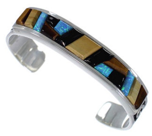 Multicolor Water Wave Authentic Sterling Silver Cuff Bracelet VX37777