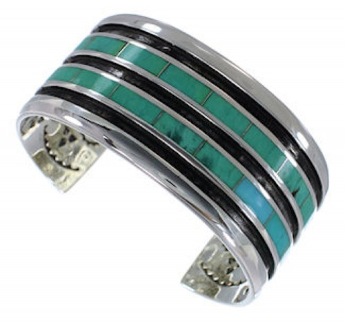 Authentic Sterling Silver Turquoise Cuff Jewelry Bracelet VX37655