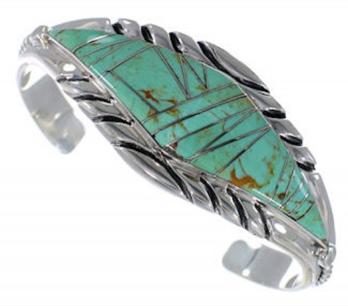 Sterling Silver Turquoise Inlay Cuff Jewelry Bracelet VX37685