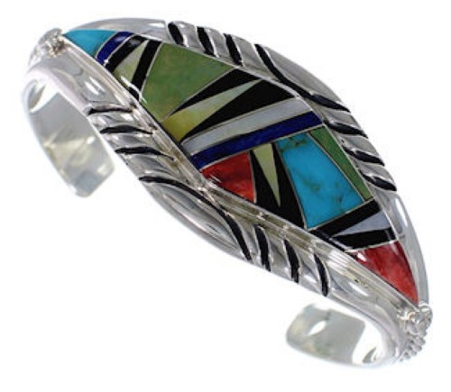Multicolor Authentic Sterling Silver Cuff Jewelry Bracelet VX37712