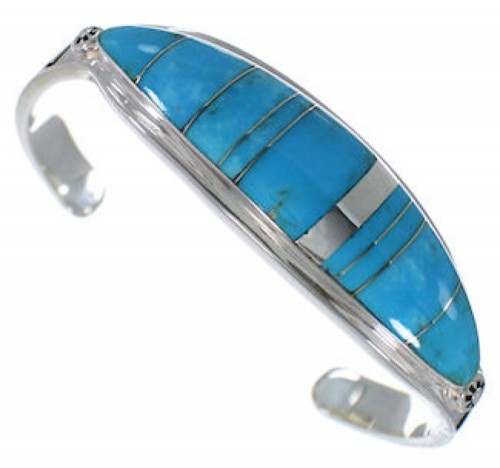 Water Wave Turquoise Sterling Silver Jewelry Bracelet VX37569