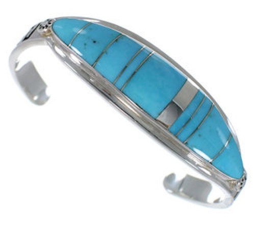 Water Wave Sterling Silver Turquoise Jewelry Bracelet VX37586