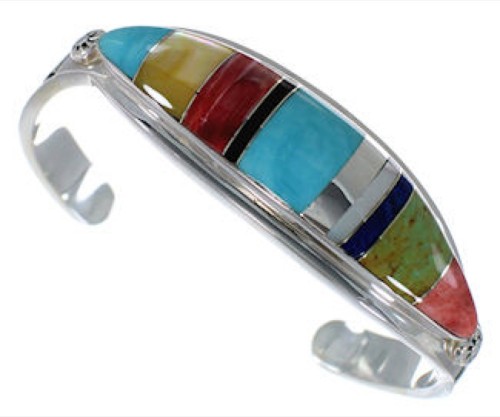 Multicolor Water Wave Sterling Silver Jewelry Bracelet VX37598