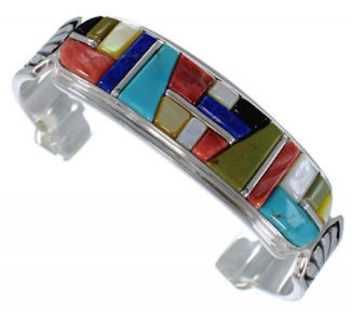 Southwest Sterling Silver Multicolor Jewelry Bracelet VX37620