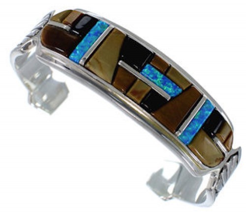 Southwest Sterling Silver Mulitcolor Jewelry Bracelet VX37640