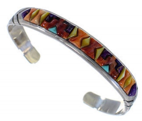 Multicolor Southwestern Sterling Silver Cuff Bracelet PS62335