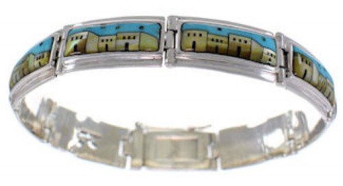 Multicolor Turquoise Native American Design Link Bracelet GS62431